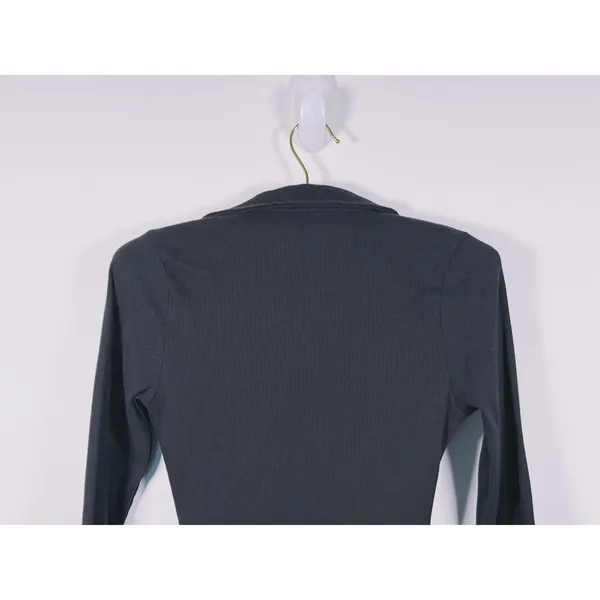 Abercrombie & Fitch Ribbed Polo Long Sleeve Bodysuit Size S Black Preppy Capsule - Image 6