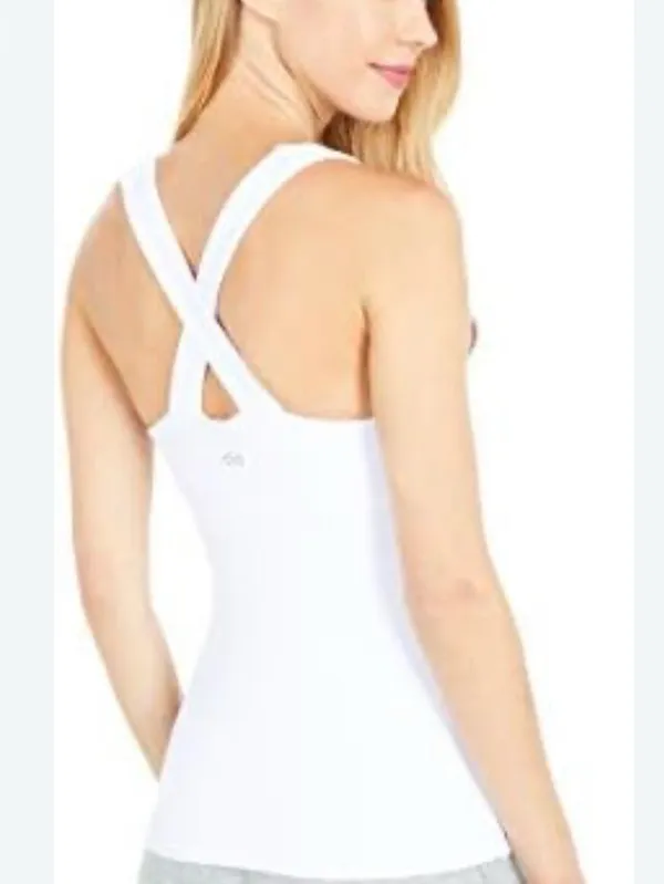 Alo Yoga Women's White Ribbed Elevate V-Neck Tank Top size XS - Image 2