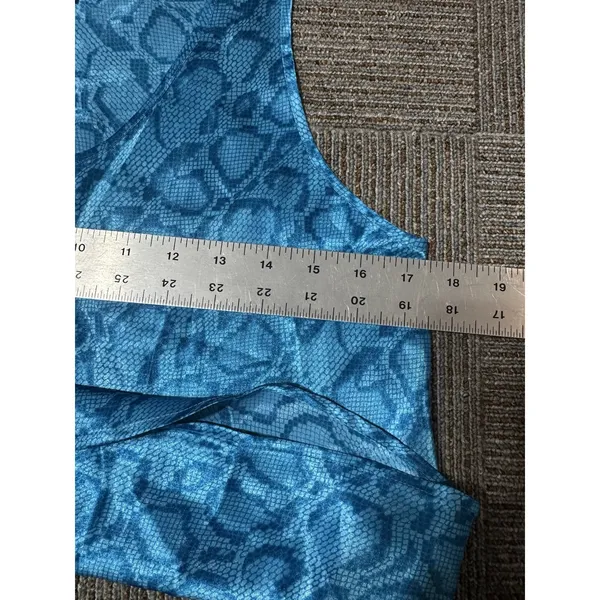 Morgan Taylor Intimates Pajama Set Women’s Small Blue Satin Snakeskin Pants/Tank - Image 8