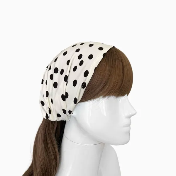Cream and Black Polka Dots Wide Headband - Image 4