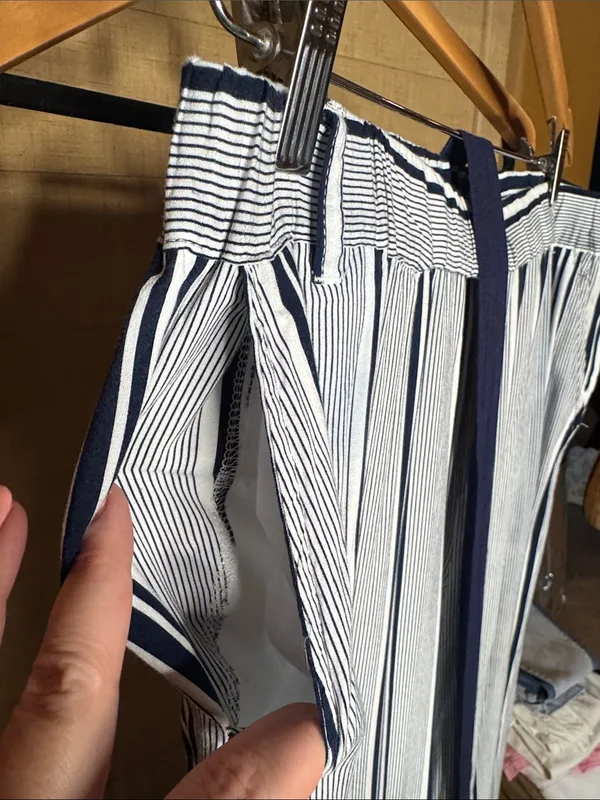 Indigo Rising Navy White Striped Wide Leg Pants XL Coastal Boho Pull On - Image 5