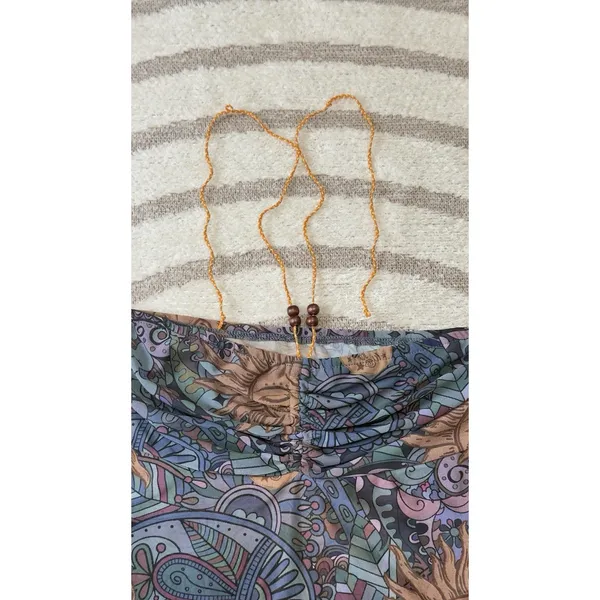 Romwe Whimsigoth Mesh Halter Top Beaded Sun Moon Print Boho Hippie Grunge Y2K Fest XL - Image 7