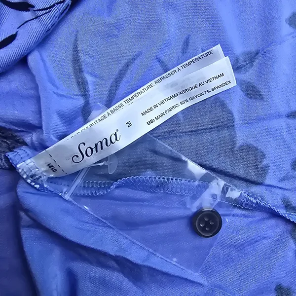 Soma -1969 NWT Cool Nights Pajama Top Blue Floral Short‎ Sleeve Shirt Medium - Image 5
