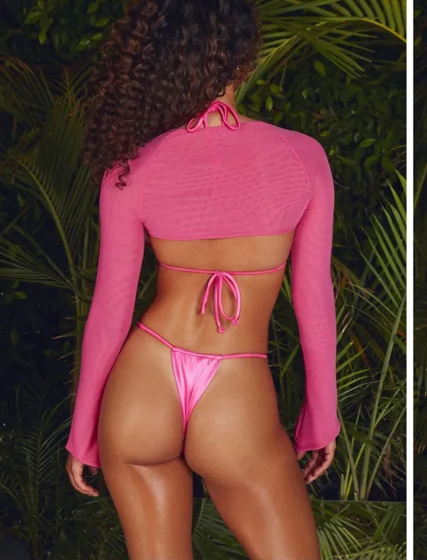 Oh Polly Neena swim Pink Mesh Shrug - Image 2