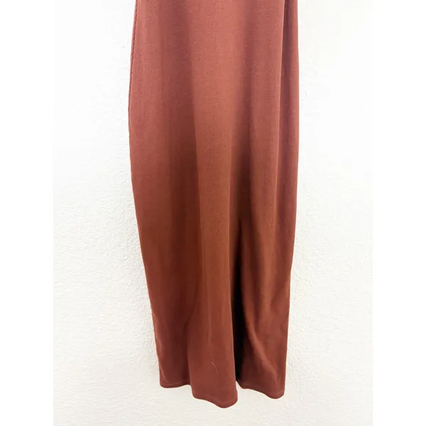 Sezane Erina Tank Midi Dress Size Small Brown Ribbed Quiet Luxury Classic - Image 10