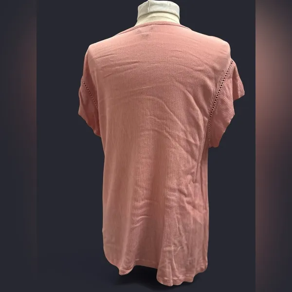 Buffalo David Bitton Pink Gauzy Cuffed Sleeve Tee - Image 5