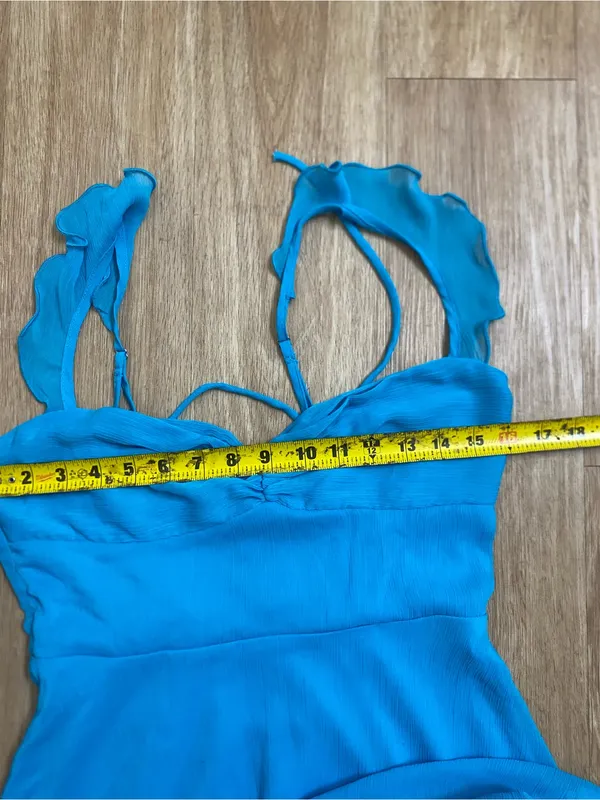 Lucy in the Sky Turquoise Sweetheart Lace-Up Back Mini Dress - Image 7