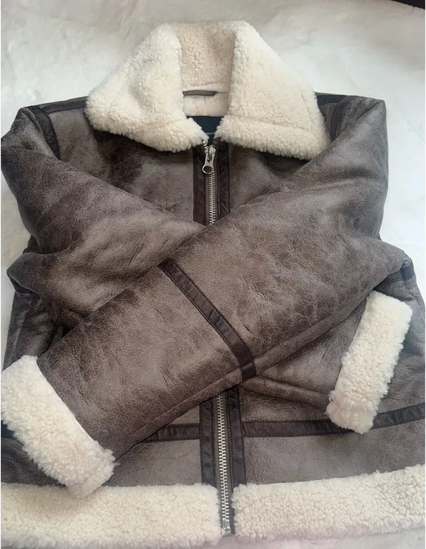 French Connection Vegan Shearling Zip Up Jacket - Image 2
