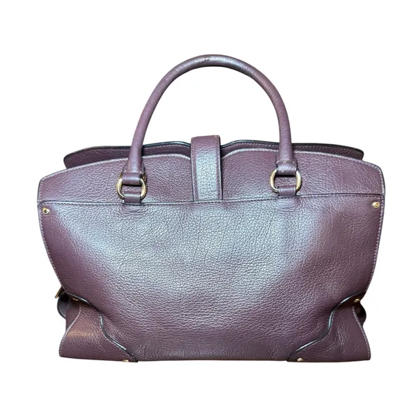 Coach Mercer 30 Satchel Plum Pebble Leather Handbag 37575 Gold Hardware - Image 4