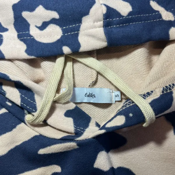 Adika Oversized Sweatshirt Women's Hoodie Pullover Cream/Blue Small - Image 4