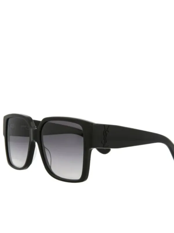 YSL - SAINT LAURENT Acetate Square SLM9 002 Sunglasses Black/Gray - Image 12
