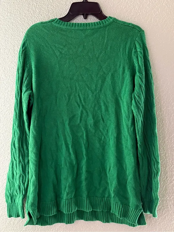 Cable Knit Crewneck Sweater Green Size L - Image 5