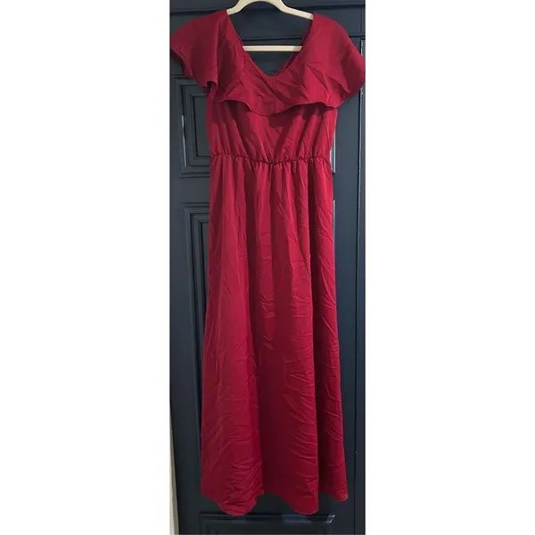 NEW Velvet Ribbed Belted Wrap Dress Maxi Dress S - Image 4