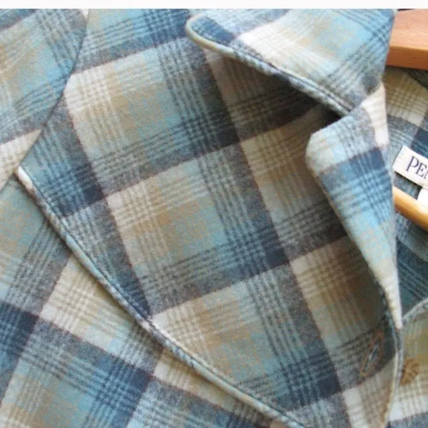Green Plaid Wool Shirt Top - Image 3