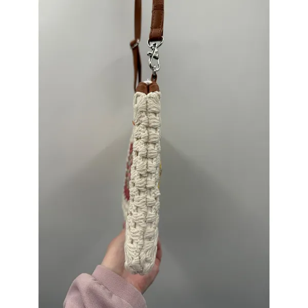 Earthbound Trading Crochet Granny Square Crossbody Bag Cream Boho Festival Purse - Image 6