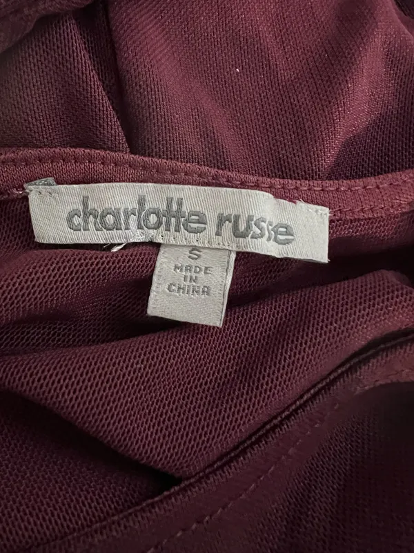 Charlotte Russe Sheer Deep Red Long Sleeve Top - Image 4