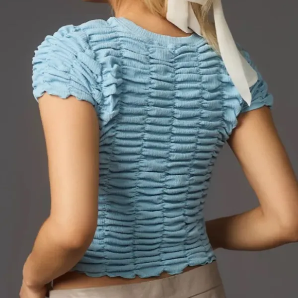 NWT Anthropologie Ruched Baby Doll Top Blue Size XL - Image 2