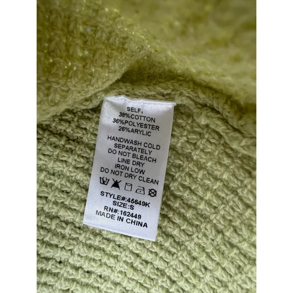 Milk & Honey Lime Chartreuse Green Knit Vest S Y2K 90s Minimalist Button Front - Image 5