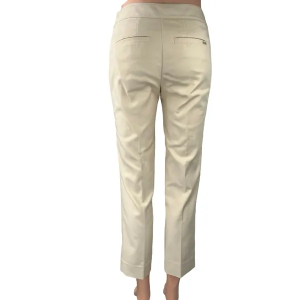 White House Black Market Perfect Form Cream Straight Slim Ankle Trousers Pants 0 - Image 3