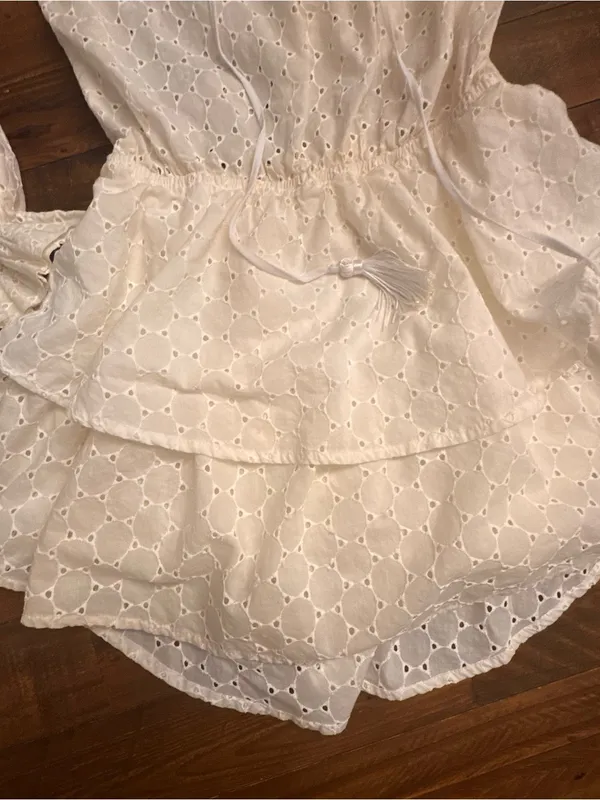 PAOLITA Eyelet Tiered Long-Sleeve Mini Dress - Image 4