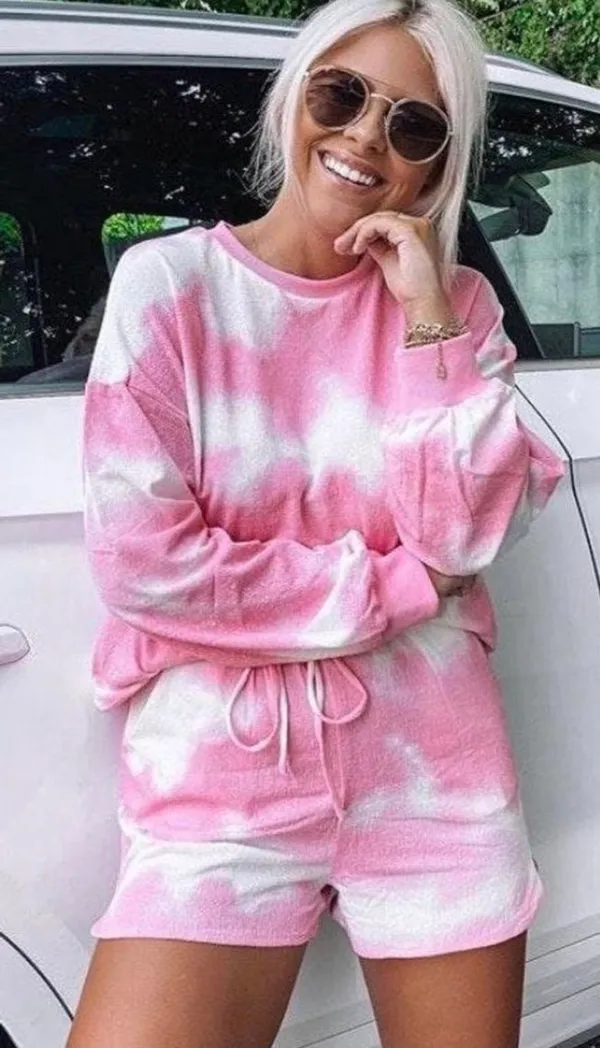 Two Piece Tie Dye Set Pink Size M - Image 2