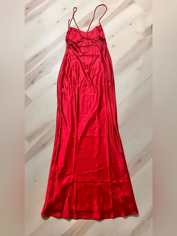 Babyboo NWT Medium Vibrant Red Satin Maxi Dress Elegant Baddie Formal Party - Image 6