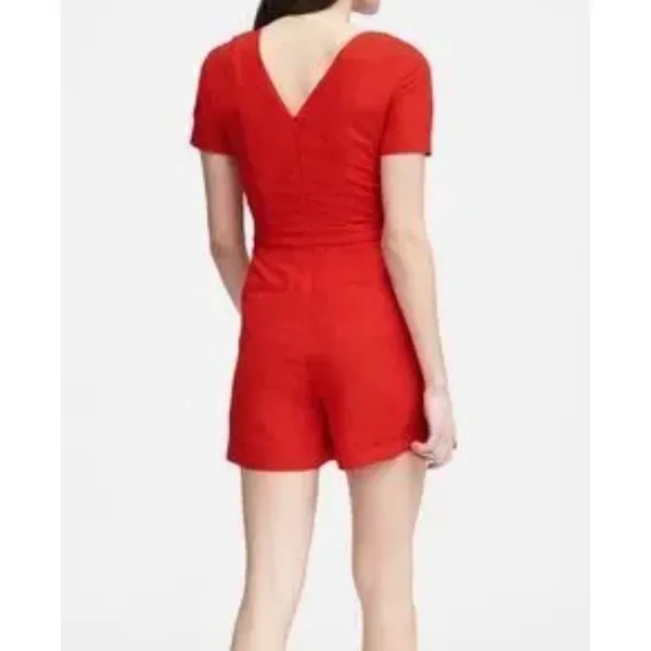 Banana Republic Red Short Sleeve V-Back Tailored Romper Playsuit Size 10‎ NEW - Image 2