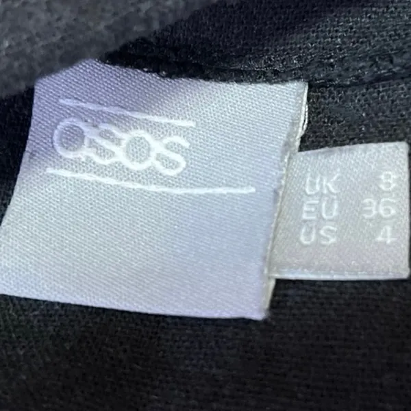 ASOS Black Linen Sleeveless Sweatheart Neck Button Down Midi A Line Tank Dress 4 - Image 4