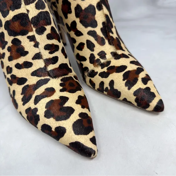 NEW Sophia Webster Rizzo Leopard Calf Hair Pointed Toe Mid Height Ankle Boots 37 - Image 7