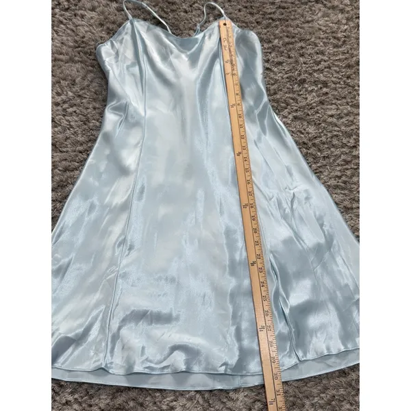 Y2K Secret Treasures Women’s Satin Slip Dress Nightgown Blue L Spaghetti Straps - Image 9