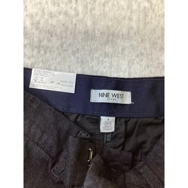 Nine West Jeans Womens‎ Dark Wash Wide Leg Trouser Pants Size 4 SDNWB3327 NEW - Image 5