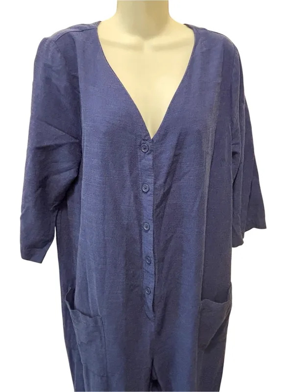 The Nines by HATCH 3/4 Sleeve Button-Front Maternity Jumpsuit Sz L Lagenlook - Image 5