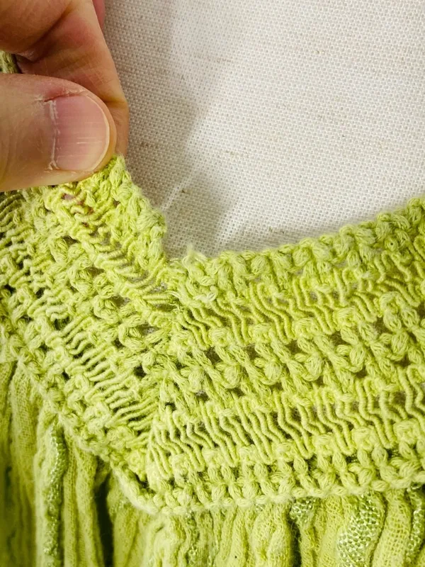 VINTAGE Lime Green Gauze Midi Dress - Image 4