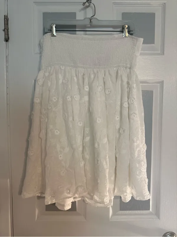 Altar'd State White Strapless Floral Embossed Mini Dress - Image 4