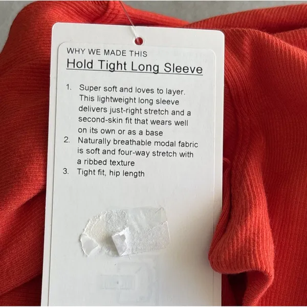 lululemon Women's Hold Tight Long Sleeve Red Shirt size 8 New w/tag - Image 4