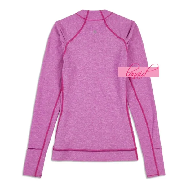 Think Fast Long Sleeve Heathered Ultra Violet Pink Purple Ruched Top 8 - Image 11