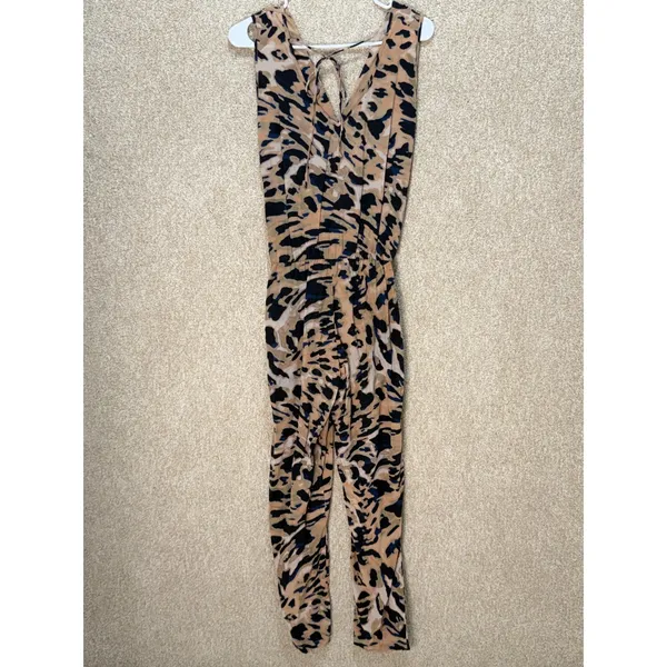 Flawed Karina Grimaldi abstract animal Print culotte jumpsuit elastic waist‎ - Image 2