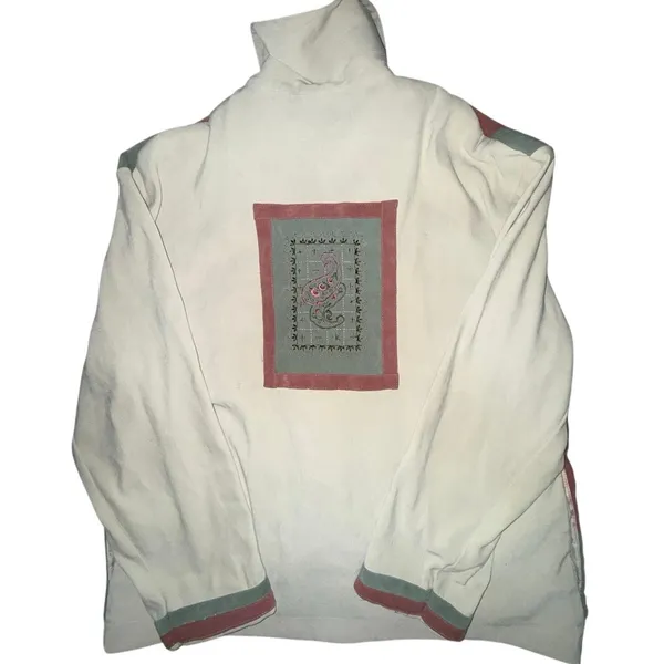 G.W. Petite Division of Graff Vintage Patchwork Embroidered Button Up Jacket Tan - Image 4