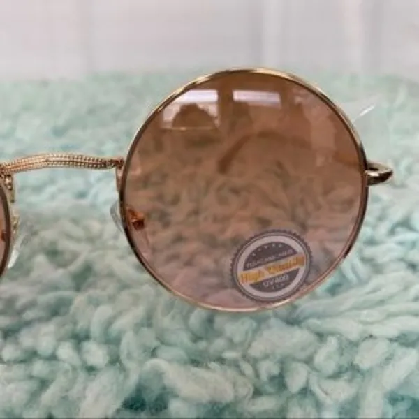 Round Orange Lens and Gold Metal Frames Sunglasses NWOT - Image 4