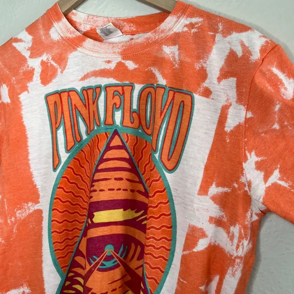 Pink Floyd Orange Tie-Dye Retro Graphic Tee Gildan Softstyle Ring Spun unisex M - Image 3