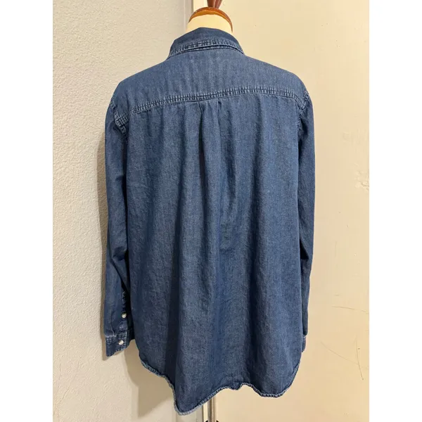 Croft & Barrow 100% Cotton Shirt Plus 1X Blue Denim Button‎ Down Long Sleeve - Image 4