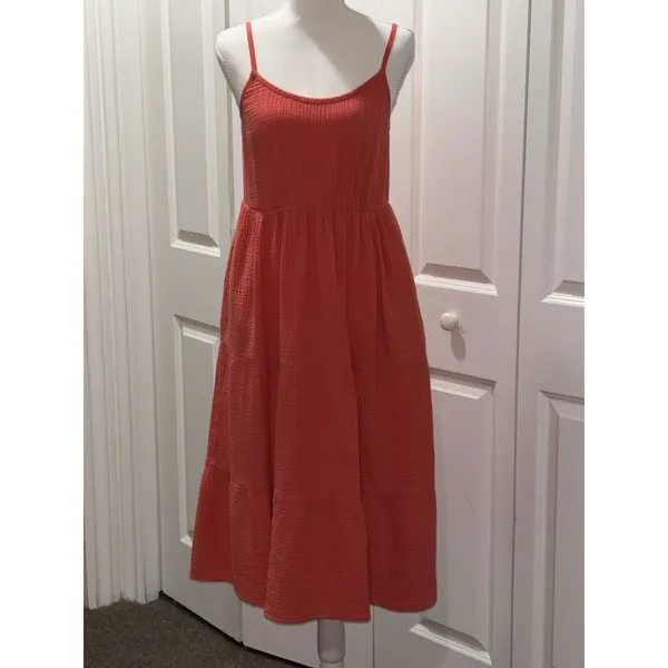 Women's Magaschoni Peach Casual Dress 100% Organic Cotton Sleeveless Midi Size - Image 7