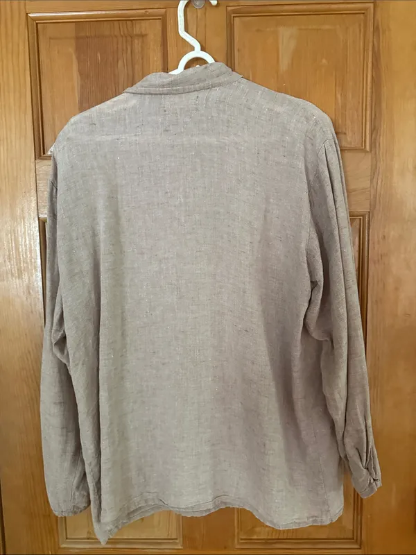 Flax by Angelheart long sleeve 100% linen button down shirt size small . - Image 8