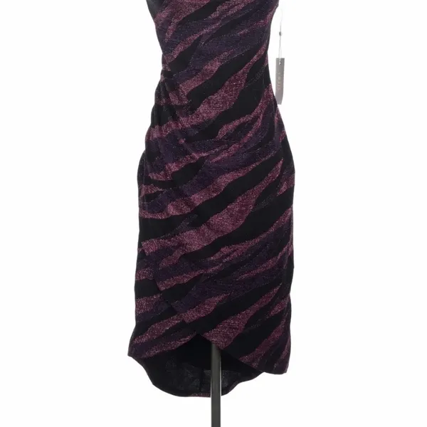Siena Purple Wavy Print Tulip Hem Bodycon Dress Size 2 Y2K Party Glam Whimsigoth - Image 6