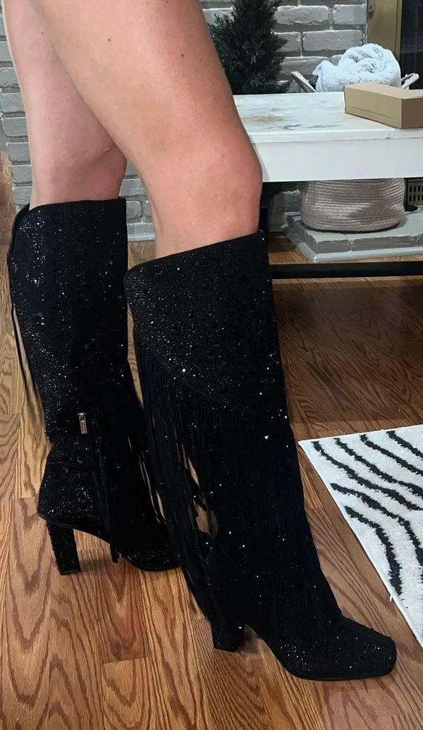 Fringe Tall Bedazzled Boots - Image 2
