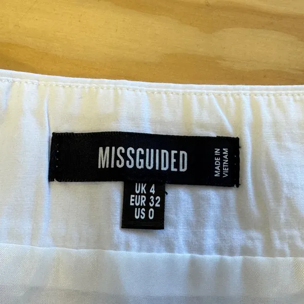 Missguided White Ruched Ruffle Hem Cotton Mini‎ Skirt Size US 0 Summer Party - Image 4