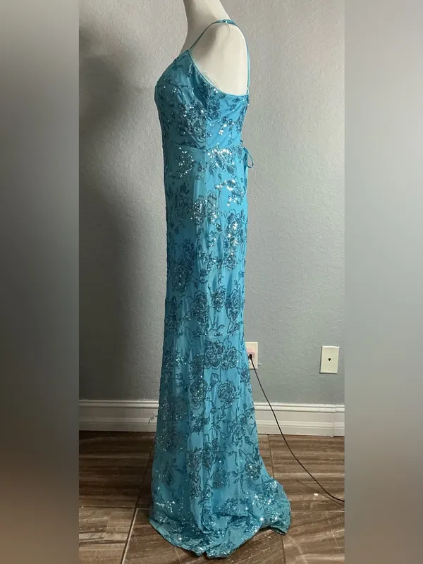 Lulus Blue Turquoise Maxi Dress Women’s Size L Long Formal Wedding Guest Summer. - Image 6