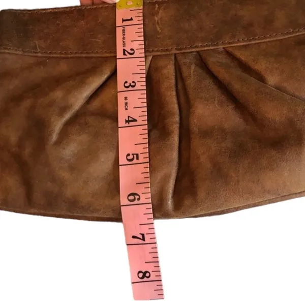 Lauren Merkin Boho Distressed Leather Brown Unique Luxe Clutch Bag - Image 3