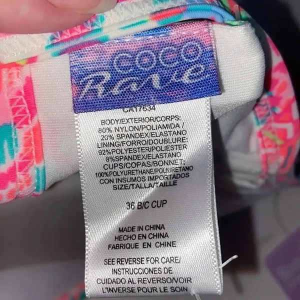NWT Coco Rave 36B/C halter push-up bikini top bright ruched‎ hot pink orange - Image 7