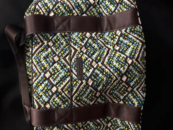 Vera Bradley Rainforest Geometric Multicolor Duffel Bag with Brown Straps - Image 7